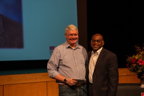 Daniel Barlow and President Hayles smile