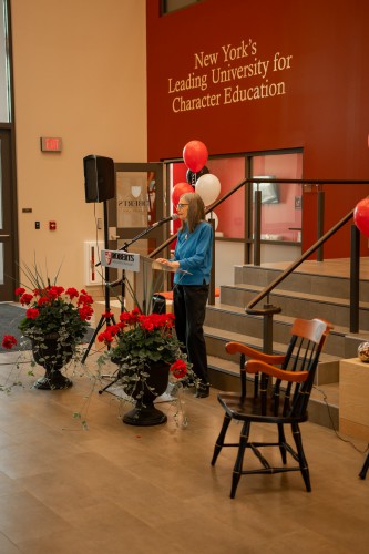 Elvera Berry speaks at Dave Basinger's retirement celebration