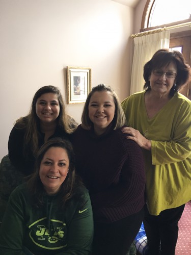 Hannah with her sister, mother, and birth mother.