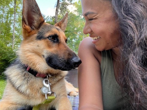 Maria Clark and her dog Nala