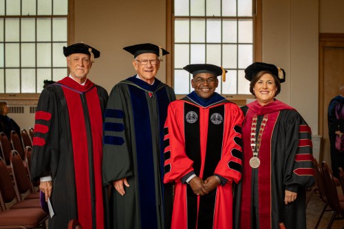 Dr. John A. Martin, President Emeritus, Dr. William Crothers, President Emeritus, Dr. Rupert A. Hayles, Jr, President, Dr. Deana L. Porterfield, Former President