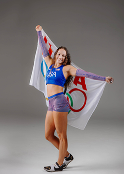 Brynn King poses for a photo in a US track uniform