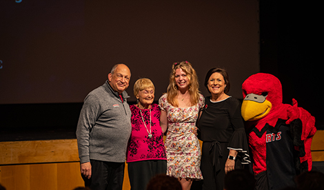 Rennee Rozler, woman, Bob Segave, President Porterfield, and Reggie