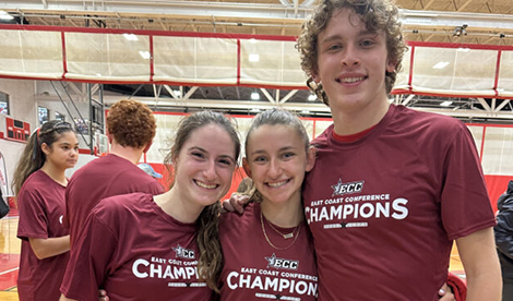 Kylee Odell, Acacia Barber and Micah Barber, all runners on the Roberts Wesleyan cross country team.