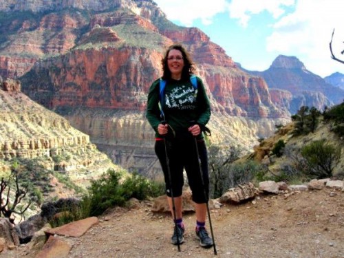 Shaw smiles during a hike at the Grand Canyon