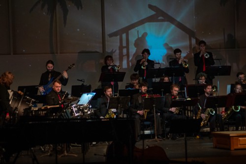 Students play instruments during the Christmas Gala