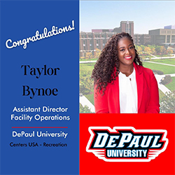 Taylor Bynoe headshot on graphic announcing new position