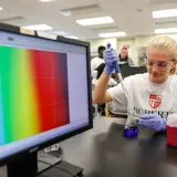 A Chemistry student at Roberts Wesleyan